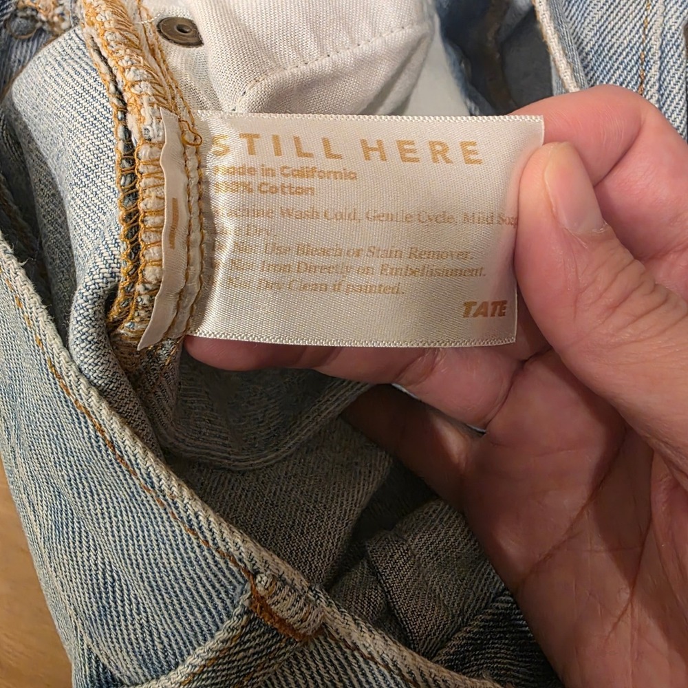 Still Here Tate High Rise Straight Leg Jeans Light Wash Stripe Size 27 (26x26) - Picture 5 of 14